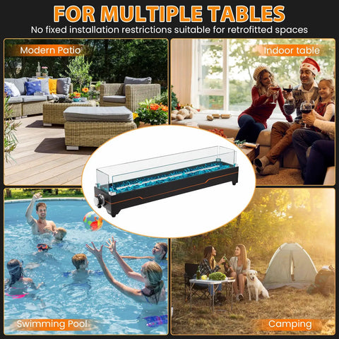 36 Inch Tabletop Propane Fire Pit With 50000 BTU Portable Gas Fireplace For Patio Hangs And Outdoor Use Rectangular Fire Bowl
