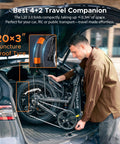 L20 3.0 Electric Bike For Adults With App IoT Anti Theft folded in car trunk highlighting 20x3 inch puncture-proof tire