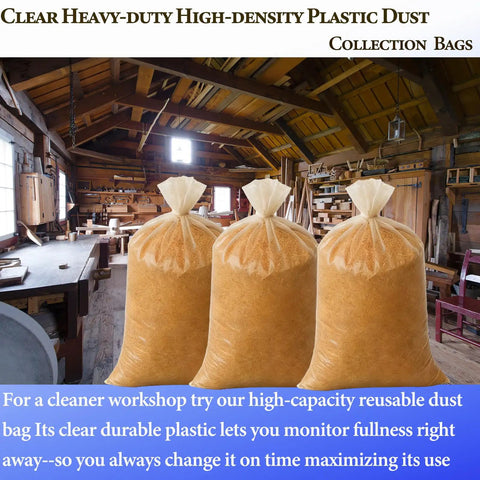 Six Pack Dust Collector Bags 20 Inch Diameter 70 Gallon 6 Mil Heavy Duty Clear Replacement For Woodworking Dust Systems