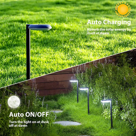 Outdoor Solar Path Lights Waterproof Landscape Pathway Lighting Kit With 6 Cool White SMD LEDs. Day and night usage.