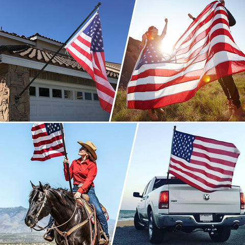 Heavy Duty 5 Ft Stainless Steel Flag Pole Kit With No Tangle 360 Degree Rotation Windproof Outdoor Flag Holder in use