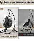 Heavy Duty Hammock Chair Swing Stand Outdoor Frame Holds Up To 400 Lbs Black Sturdy Triangle Design for stability comparison