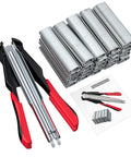 Manual Hog Ring Plier Kit 2500 Galvanized Steel Hog Rings, Auto Feed Hog Ring Gun with red handles, rings and manual