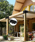 Wooden pergola with 2 pack 4 by 4 3 way T shaped pergola brackets metal wood post connector for pergola and outdoor structures