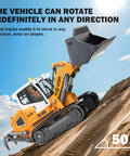 Grown Up Metal Mini Remote Control Loader With Lever Driven Digging System 1 to 1 Scale full channel drive displaying lift angle.