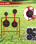 Double Spinner Shooting Targets Three Eighths Inch Thick Steel Auto Reset Target System with ten stickers on grass