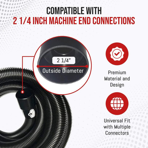 Heavy Duty 20 Foot Vacuum Hose Replacement For Shop Vac Style Wet Dry Vacuums With 2 1/4 inch outside diameter connector