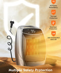 Portable 1500W Space Heater For Desk And Room With 4 Modes And Timer Personal Electric Heater highlighting safety features.