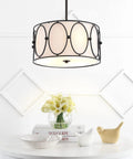 Gold 3 Light LED Pendant Light With White Linen Drum Shade Modern Hanging Chandelier For Dining Room And Kitchen Island 19 Inch Adjustable Metal Ceiling Fixture Energy Saving Lighting over table