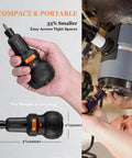 Palm Size 4V Cordless Electric Screwdriver with a 5 Inch Pocket Size Handy One Hand Operation 3 Variable Speeds 320 360 400 RPM
