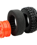 Four Piece RC Rubber Tire Wheel Set For One To Twelve Scale H12Y H12P H12Y Plus MN82 MN128 MN82S RC Rock Crawler Cars Red Replacement Accessory Set