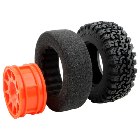 Four Piece RC Rubber Tire Wheel Set For One To Twelve Scale H12Y H12P H12Y Plus MN82 MN128 MN82S RC Rock Crawler Cars Red Replacement Accessory Set