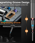 42 In 1 Magnetic Screwdriver Set With Ratchet Handle And Detachable Bits showing magnetizing groove detail