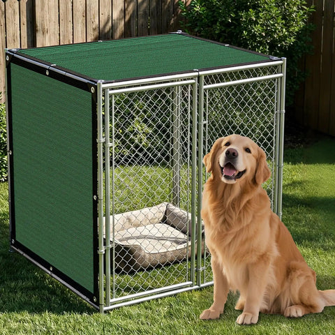 Dog kennel with 80 Percent Sun Shade Cloth With Grommets For Pergola And Patio Cover, Breathable Mesh Shade Tarp For Garden