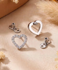Top Shelf G23 Titanium Dermal Piercing Kit Solid 14 Gauge Surface Implant Anchor with silver heart CZ top on fabric