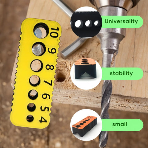 Dead On Portable Drill Bit Guide Metric Hole Template For Woodworking Jobsite Pro Grade Reusable Plastic Alignment Jig on wooden surface