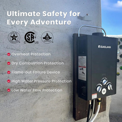 Mounted 6L Portable Propane Tankless Water Heater With Digital Display And Multi Protection for outdoor use