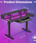 Level Up Your Gaming Space With This Electric Standing Desk That Offers Smooth Height Adjustment Customizable Rgb Lighting And Fast Usb Charging For Cool Setups with product dimensions