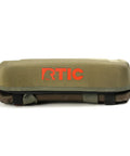 Front view of RTIC Everyday Soft Sided Cooler For 28 Cans Insulated Portable Lunch Beach Travel Or Picnic Cooler Bag, olive color