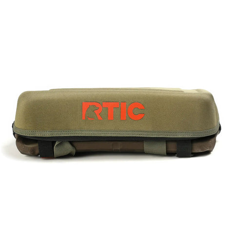 Front view of RTIC Everyday Soft Sided Cooler For 28 Cans Insulated Portable Lunch Beach Travel Or Picnic Cooler Bag, olive color