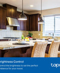 Smooth Hand Swipe Dimming Four Pack Wi Fi Light Knob Single Pole Needs Neutral Wire One To Hundred Percent Range in a stylish kitchen.