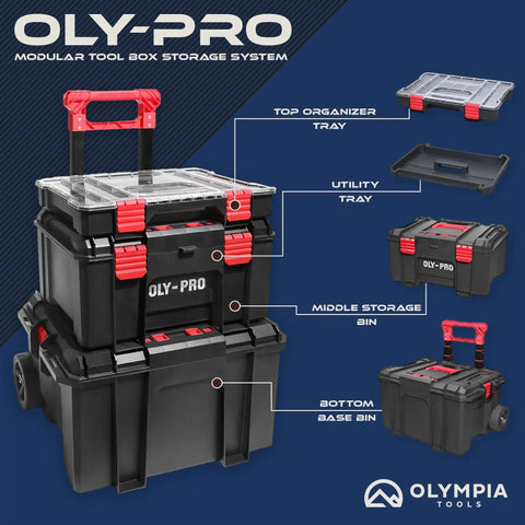 Modular Tool Box Storage System With Rolling Stackable Drawers For Garage Or Truck Heavy Duty Plastic Organizer With All Terrain Wheels Black Perfect For Pro Builders And DIY Enthusiasts On The Go