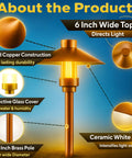 Low Voltage Copper Pathway Light 12V Outdoor LED 4W G4 Bulb Included Warm White Mushroom Landscape Lighting with copper finish