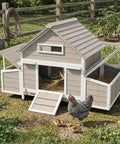 Cozy Predator Proof Chicken Coop For 2 To 4 Chickens With 2 Nesting Boxes Easy Clean Removable Tray Wooden Hen House with open doors