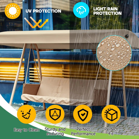 Replacement Canopy Top For Model GCS00395A 3 Seater Outdoor Patio Swing Canopy Cover 92 Inches By 46.5 Inches Fabric Only Water Resistant