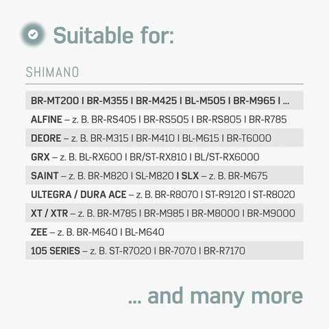 Compatibility list for Shimano brake models for All In One Shimano Hydraulic Brake Bleed Kit For Disc Brakes With 100 Ml Mineral Oil.
