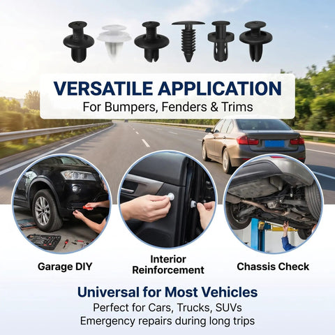 100 Piece Car Bumper Clips Kit With Plastic Rivets Fasteners Versatile Uses for Bumpers and Trims