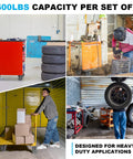 Image showing 4 Inch Heavy Duty Casters Set Of 4 With Swivel Brake Wheels in use for transporting heavy loads.