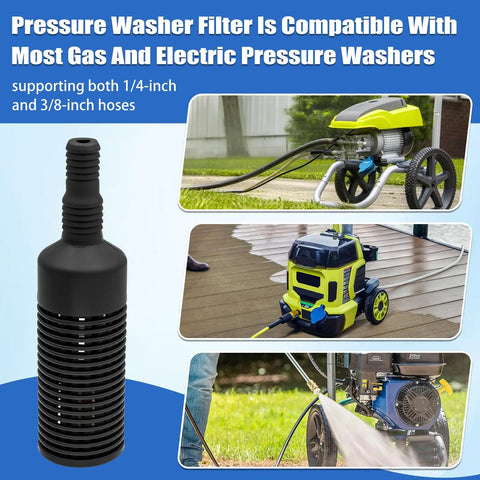 Pressure Washer Siphon Hose Filter Set For One Quarter Inch And Three Eighth Inch Hoses, Downstream Injector Filtration, Pro