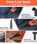 Grab And Go Cordless Handheld Vacuum With 20V Rechargeable Battery And Wet Dry Suction Handles Pet Hair Car Interiors And Quick Kitchen Spills No Sweat At All with brush and crevice nozzles for versatile use