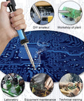 Desoldering Iron Solder Sucker Pro Grade 2 In 1 Tool 110V used in electronics, showing technical training and maintenance on circuits.