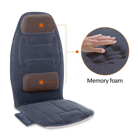 Cozy Massage Seat Cushion with Heat and Memory Foam Neck and Lumbar Support, 10 Vibration Motors, shown with memory foam detail