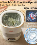 No Sweat Portable Washing Machine With Heavy Duty Spin Basket And 20 Liter Foldable Design showing water in a compact washer with digital controls.
