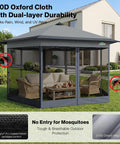 16x16 Pop Up Gazebo Hexagon Canopy Tent With Mosquito Netting showcasing furniture inside, displayed in a garden setting