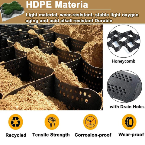 Permeable Gravel Ground Grid Driveway Stabilization System Paver in HDPE material with honeycomb design and drain holes