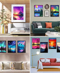 12 Pack Diamond Painting Kits for Adults 5D Diamond Art Paint By Number for Beginners With Round Full Drill Diamonds DIY Craft Kit Includes Drill Pen Wax Grooved Trays No Fuss Easy Start Waterproof HD Canvas 12x16 Inch Home Decor Gift displayed in living room settings