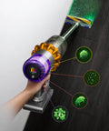 V15 Detect Total Clean Extra Refurbished Premium Vacuum Cleaner With Laser Dust Detection showing intelligent sensors detecting debris.