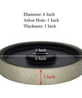 6 Inch Diamond Lapidary Grinding Wheel 60 Grit 1 Inch Arbor with a black center and diamond surface for stone cutting.