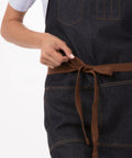 Unisex Memphis Bib Apron In Indigo Blue With Adjustable Neck Buckle and Waist Ties Durable Kitchen Waitstaff Apron for Front and Back of House