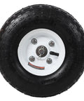 Smooth Rolling Dual Gate Wheel With 10 Inch Pneumatic Tires And 300 Lb Heavy Duty Build For Chain Link Fence Sliding Swing Gates. Close-up of tire.