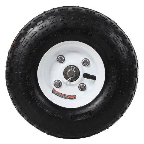 Smooth Rolling Dual Gate Wheel With 10 Inch Pneumatic Tires And 300 Lb Heavy Duty Build For Chain Link Fence Sliding Swing Gates. Close-up of tire.
