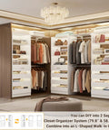Heavy-Duty All-In-One Closet Organizer System With Extendable Hanging Rods Spacious Drawer Units And Flexible Wooden Shelving in a stylish modern design.