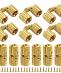 Badass Slick Brass Barrel Hinges 12 Pack 8mm Concealed 180 Degree Cabinet Hinges For Jewelry Boxes Woodworking DIY Crafts, showing golden hinges and screws.