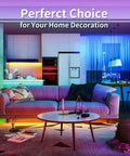 LED Strip Lights For Bedroom With Music Sync, App Control And Remote, Color Changing RGB Light Strips illuminating modern living room