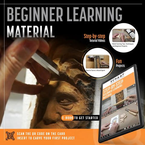 Pro Level Wood Carving Chisel Set Seven Piece Gouges With Cr-V 60 Steel used for beginner learning material in whittling sculptures.
