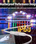 Heavy Duty 10 Foot Extension Cord For Govee Prism Outdoor Lights in rain, featuring weatherproof 3-pin design and IP68 rating.